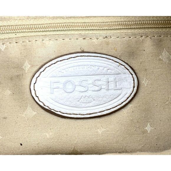 VINTAGE FOSSIL IVORY GENUINE LEATHER MEDIUM HOBO TOTE SHOULDER BAG HANDBAG PURSE - Picture 11 of 11